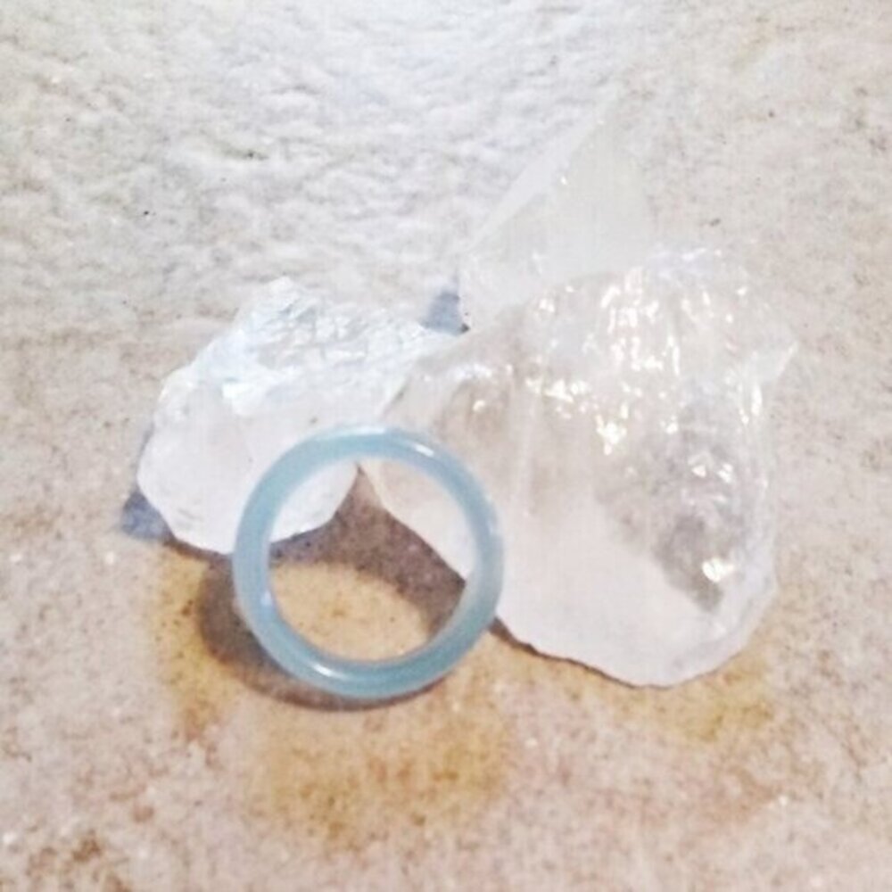Feminine Pale Blue! Agate Band Sz 7.25 - Friendship + Promise Stone Ring!